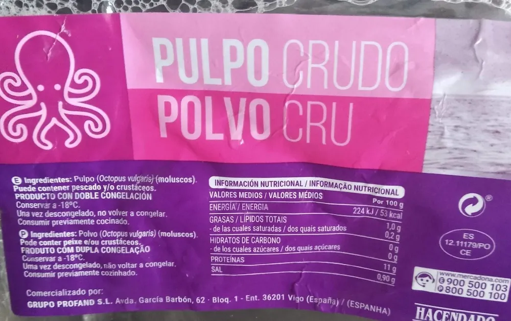 Pulpo crudo