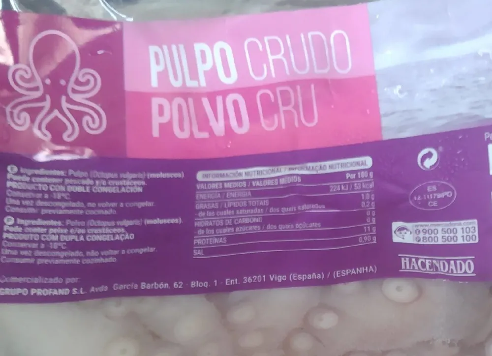 Pulpo crudo