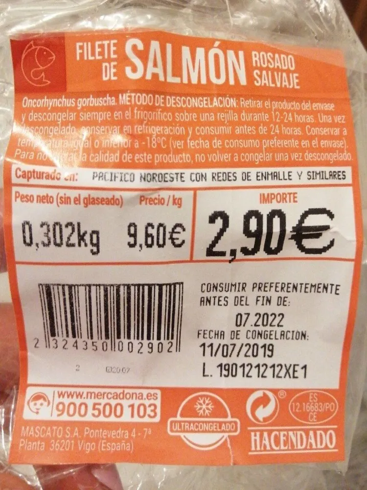 Filete de salmon rosado salvaje