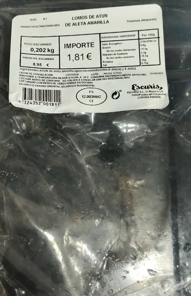 Lomos de atún de aleta amarilla