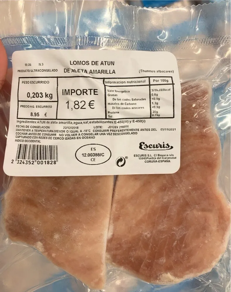 Lomos de atún de aleta amarilla