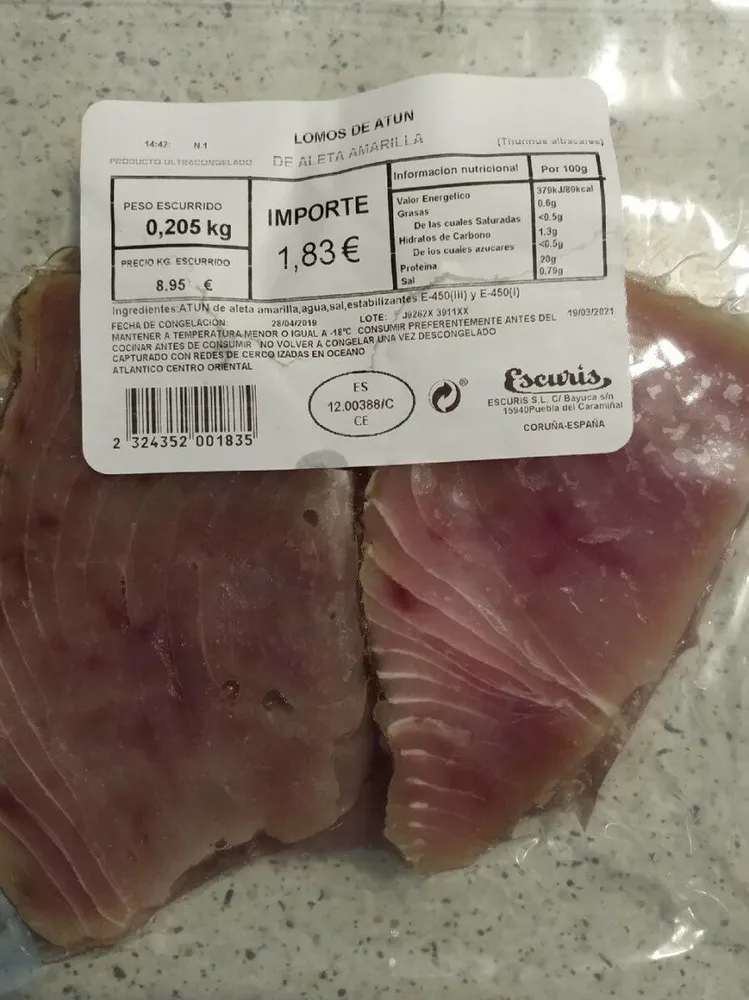 Lomos de atún de aleta amarilla