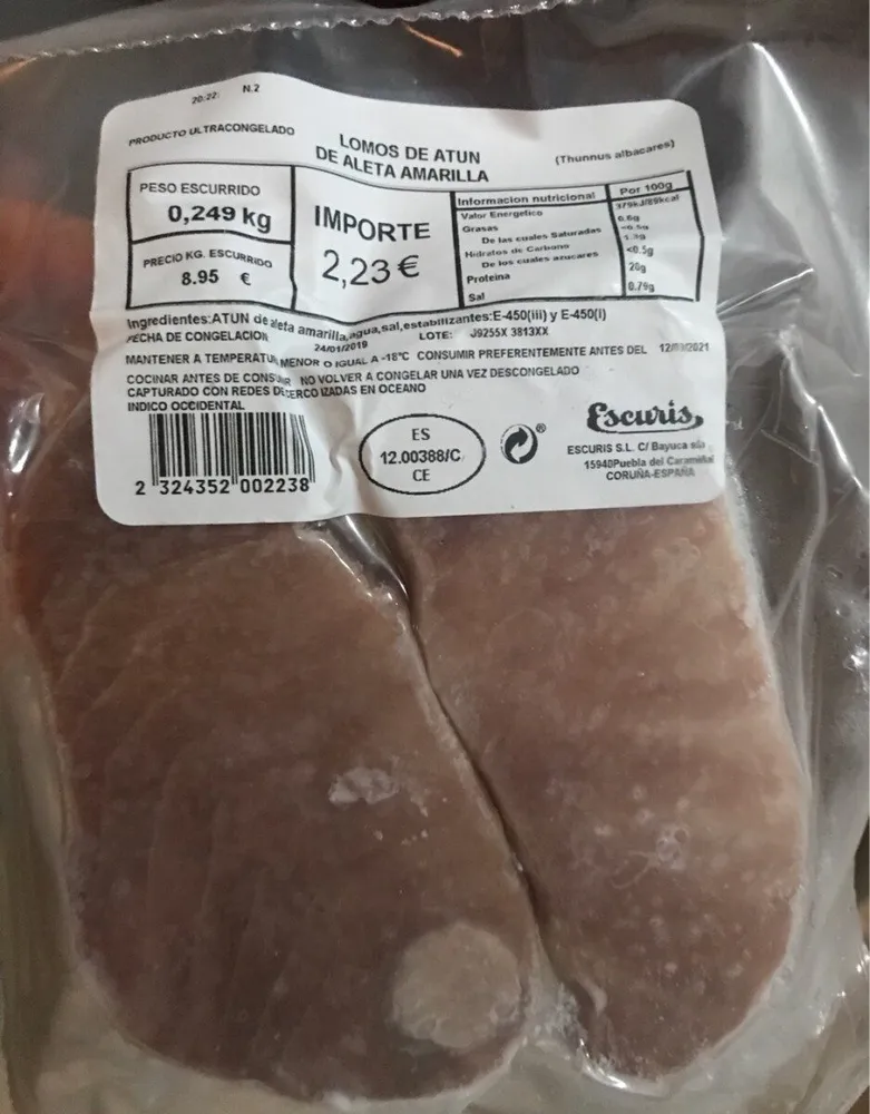 Lomos de atún de aleta amarilla