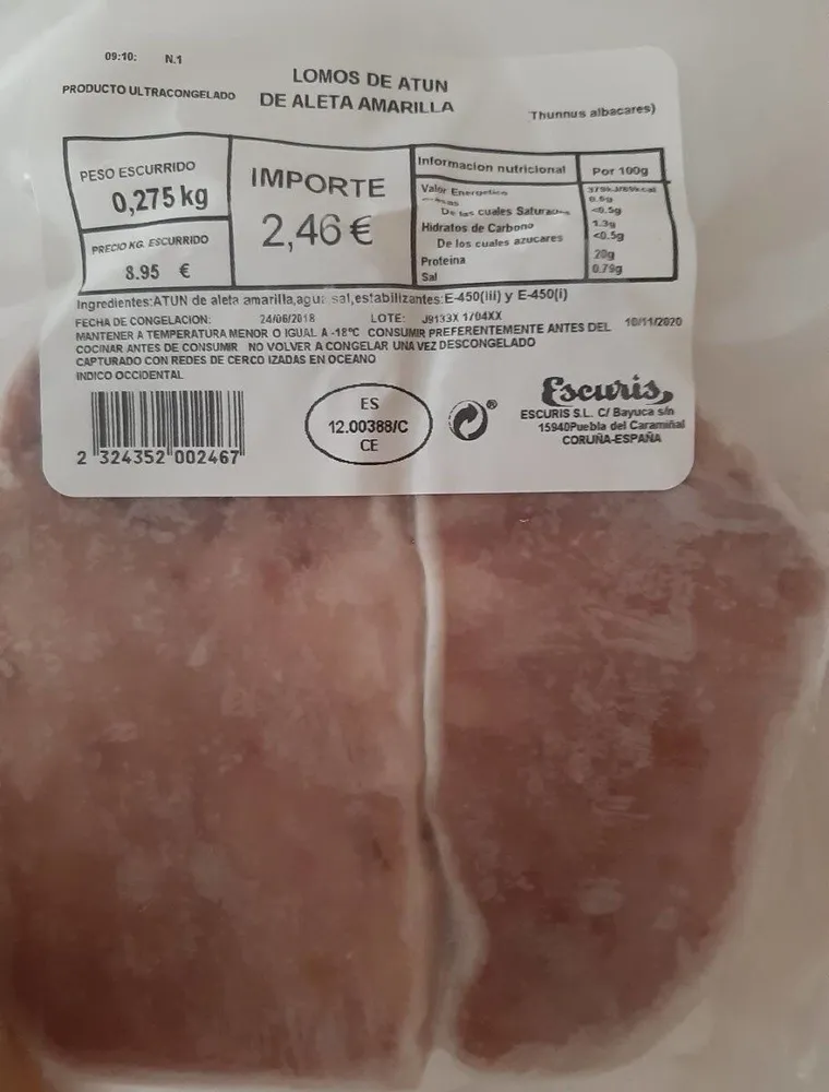 Lomos de atún de aleta amarilla