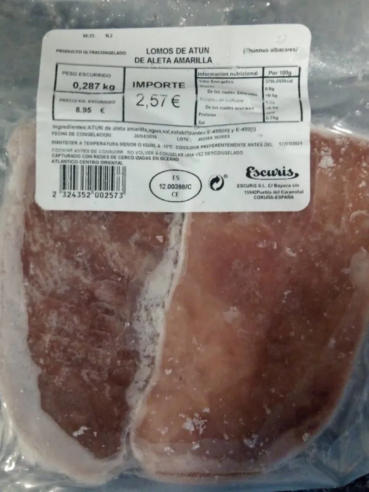 Lomos de atún de aleta amarilla