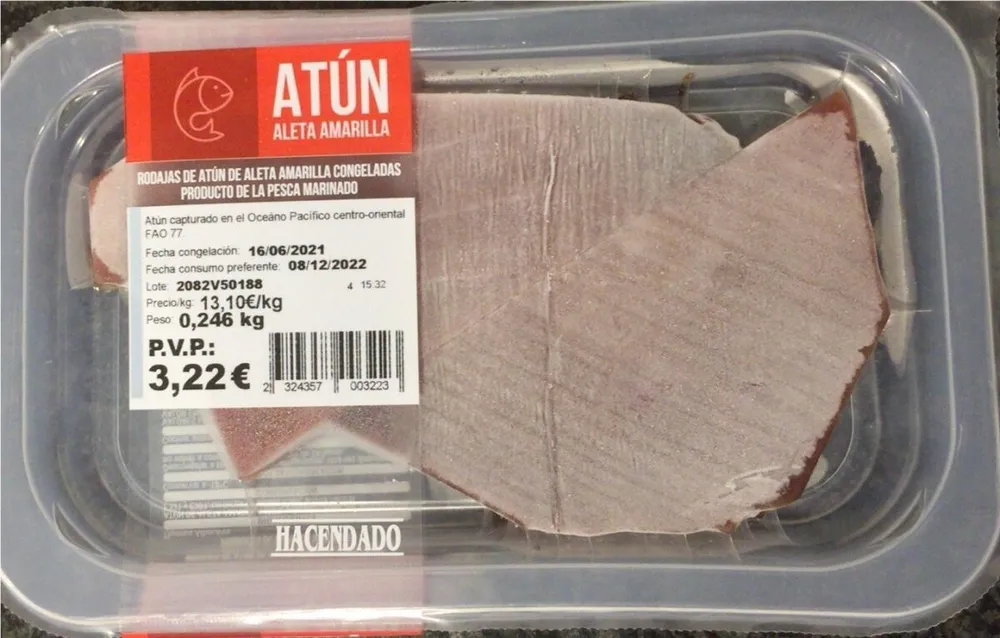Rodajas de atún de aleta amarilla congeladas
