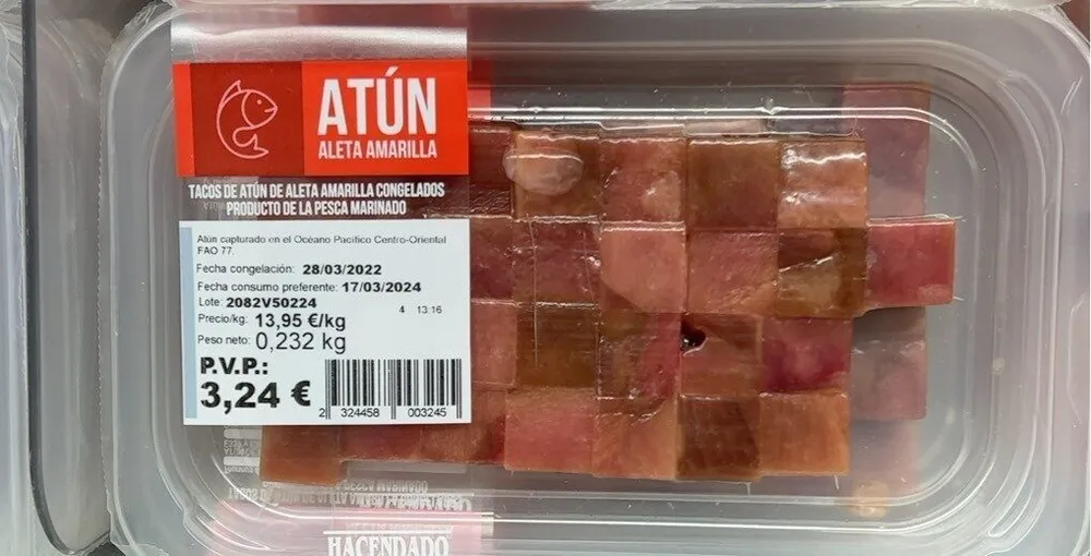 Tacos de atún de aleta amarilla congelados