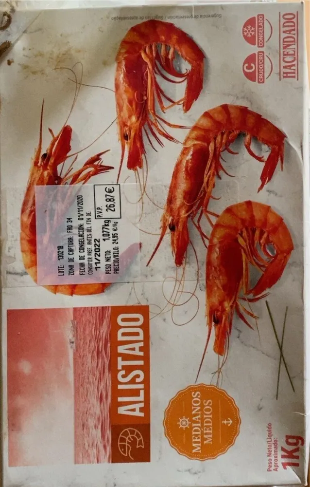 Gamba roja alistado congelado