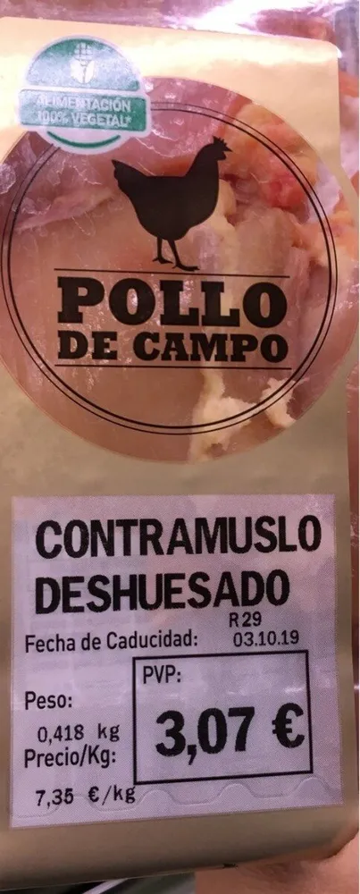Contramuslo deshuesado de pollo de campo