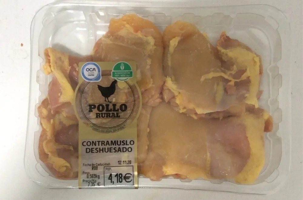 Contramuslo deshuesado de pollo rural