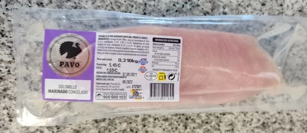 Solomillo marinado congelado
