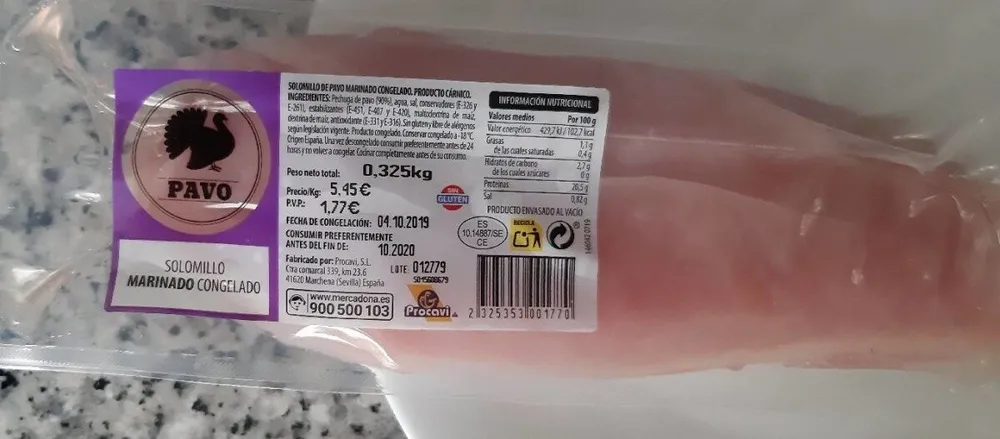 Solomillo marinado congelado