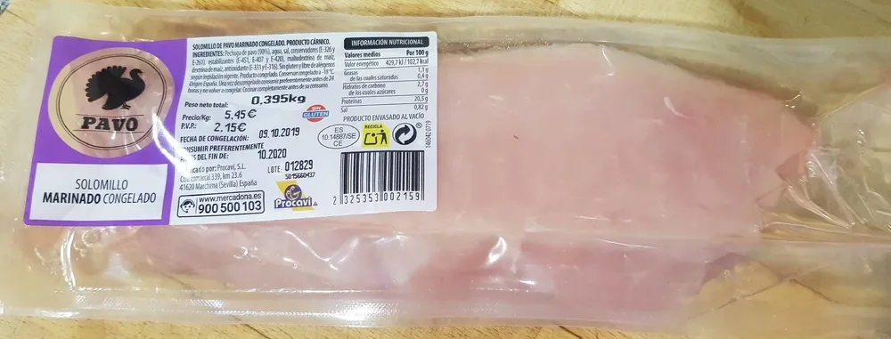 Solomillo marinado congelado