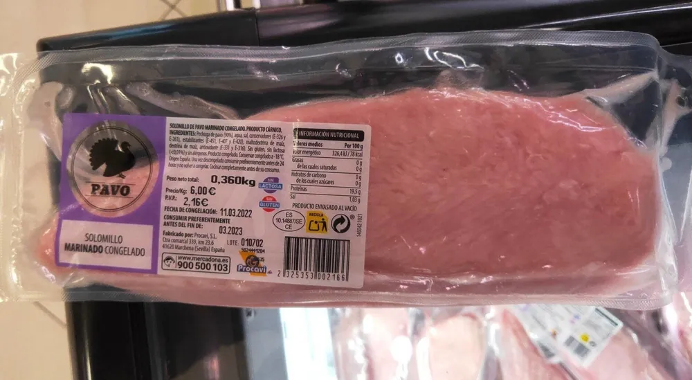 Solomillo pavo marinado congelado