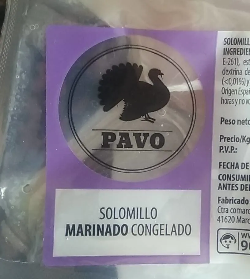 Solomillo marinado congelado pavo