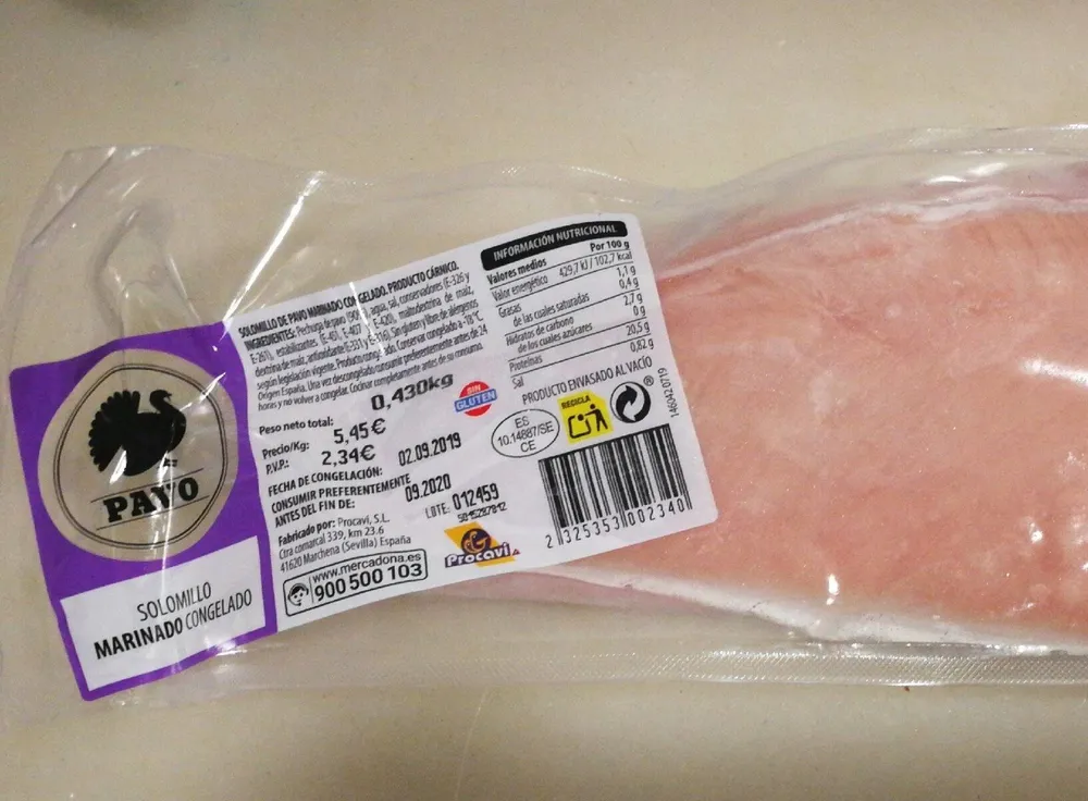 Solomillo marinado congelado