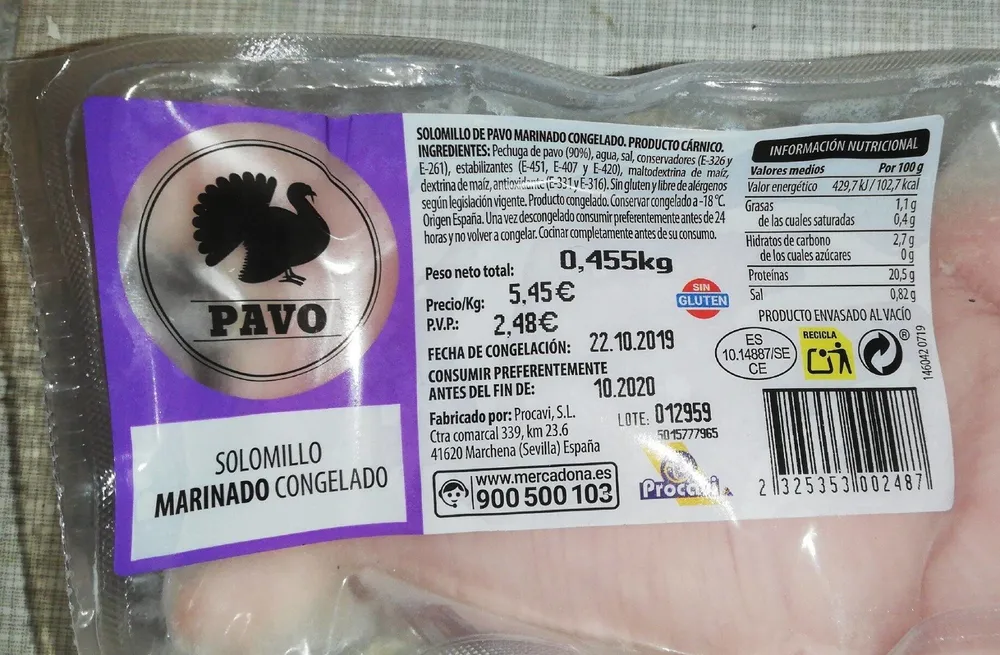 Solomillo marinado congelado