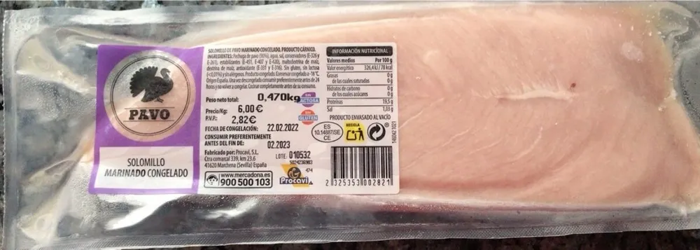 Solomillo marinado congelado