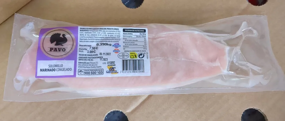 Solomillo marinado congelado de pavo
