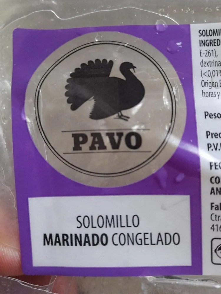 Solomillo de pavo marinado congelado