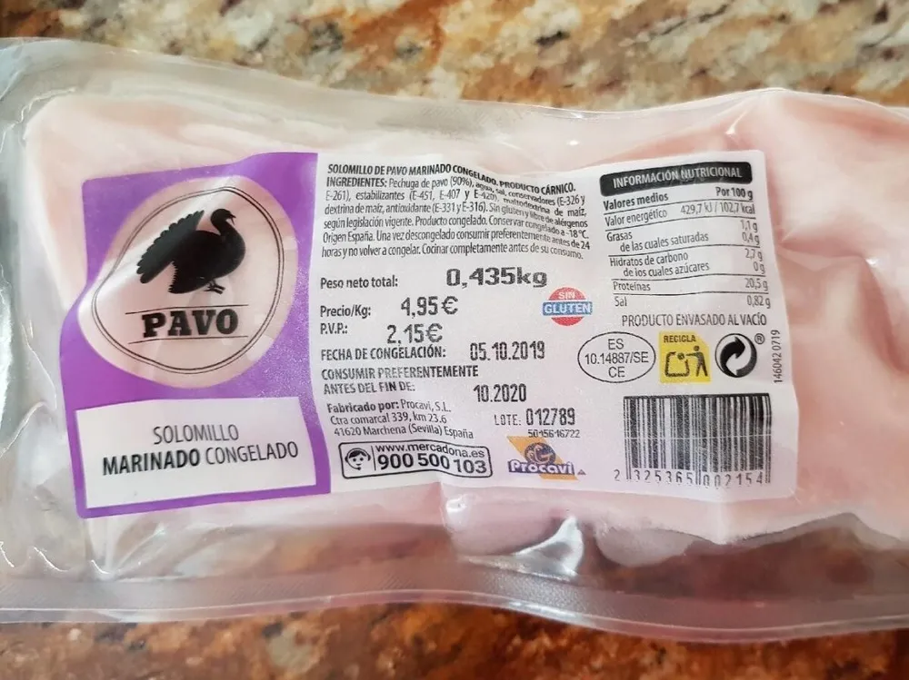 Solomillo marinado congelado