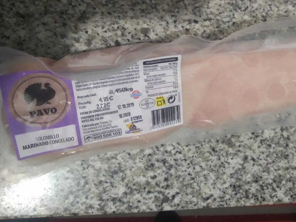 Solomillo marinado congelado