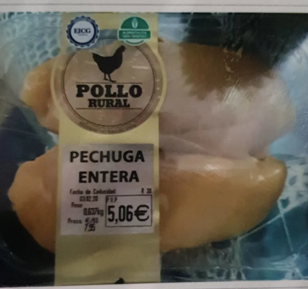 Pechuga entera pollo rural