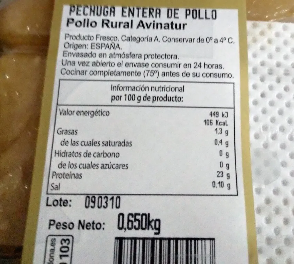 Pechugas pollo campo