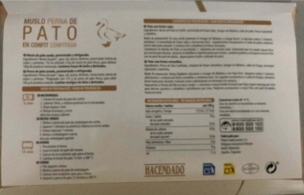 Muslo de pato en confit