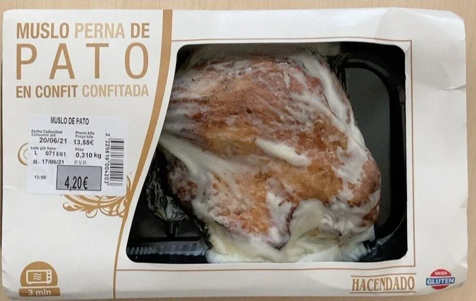 Muslo perna de pato en confit confitada