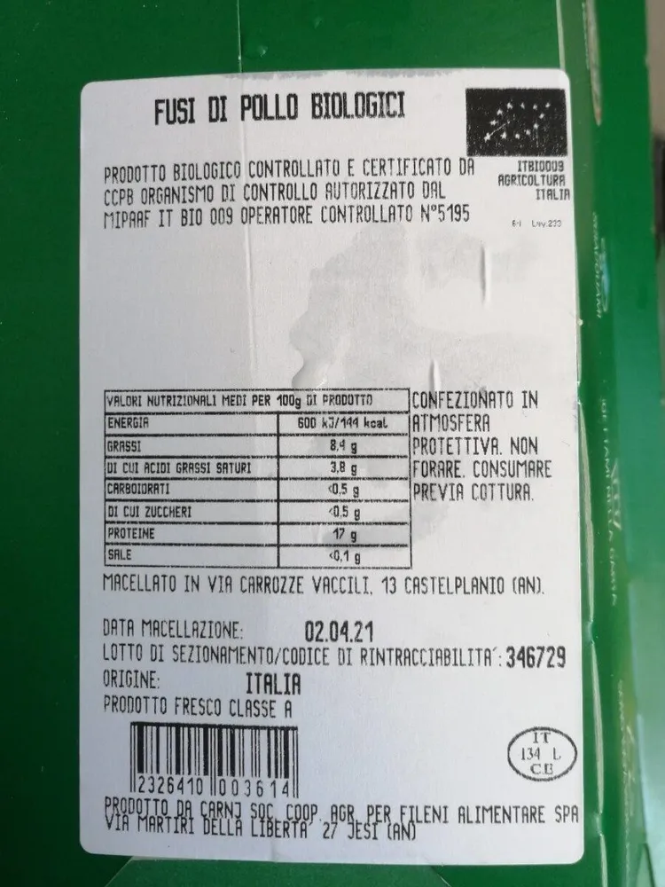 Fusi di pollo biologici