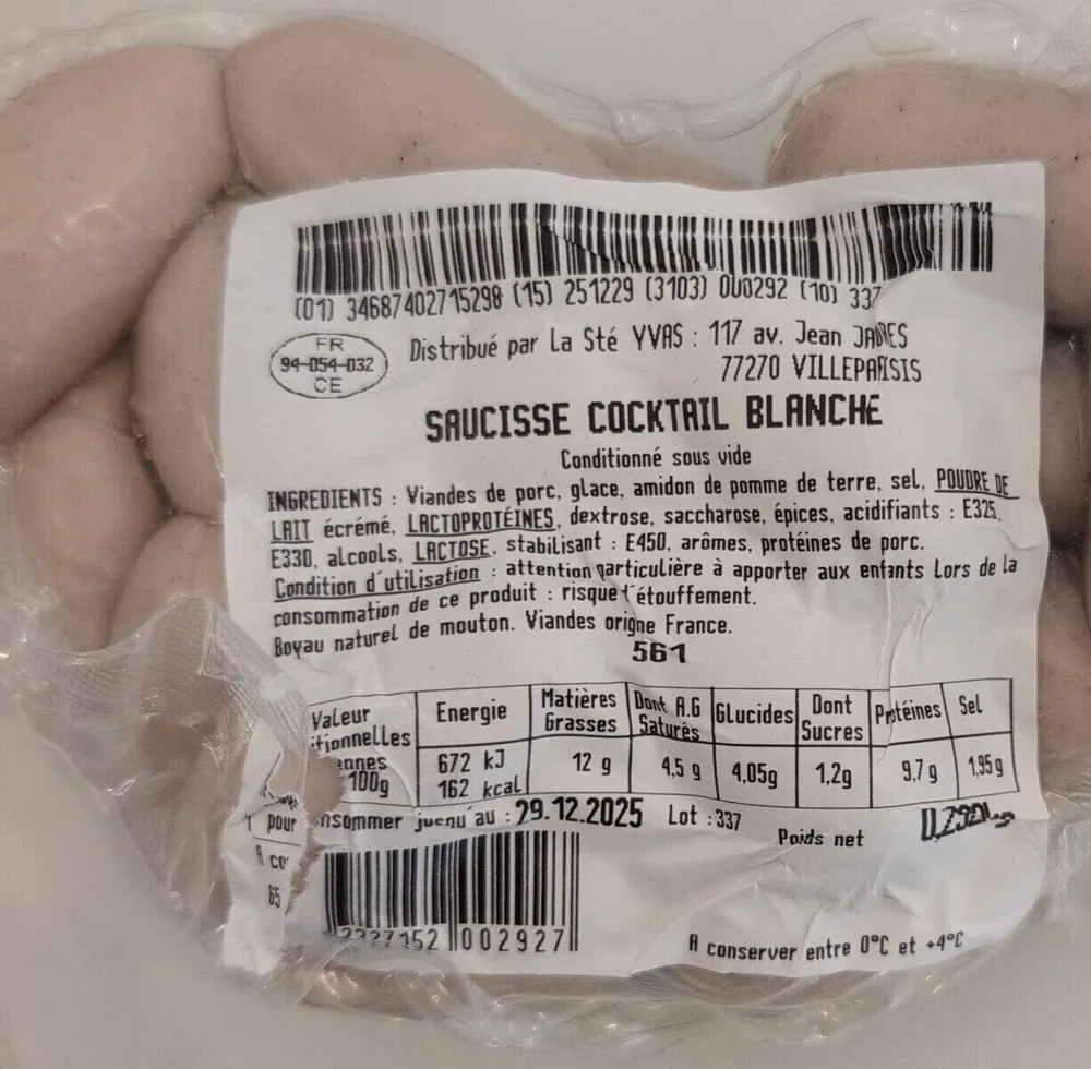 Saucisse cocktail blanche