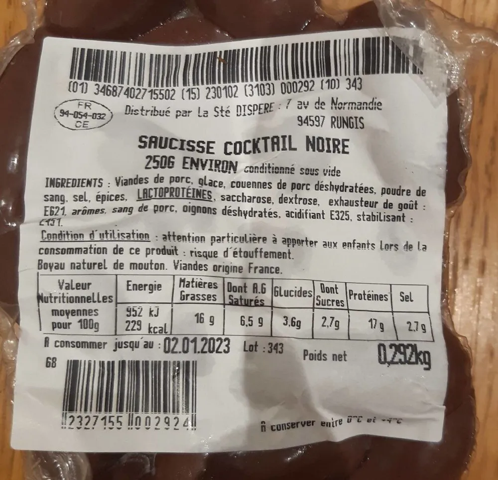 Saucisse cocktail noire