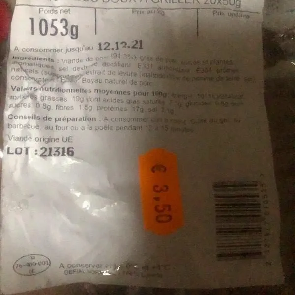 Chorizo Doux À Griller