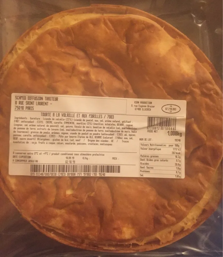 Tourte a la volaille et aux morilles