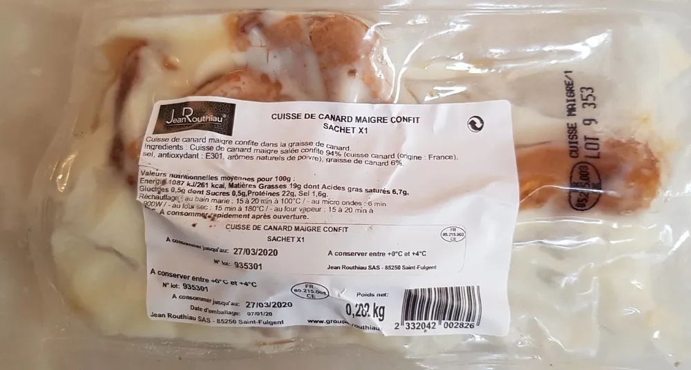 Cuisse de canard maigre confit