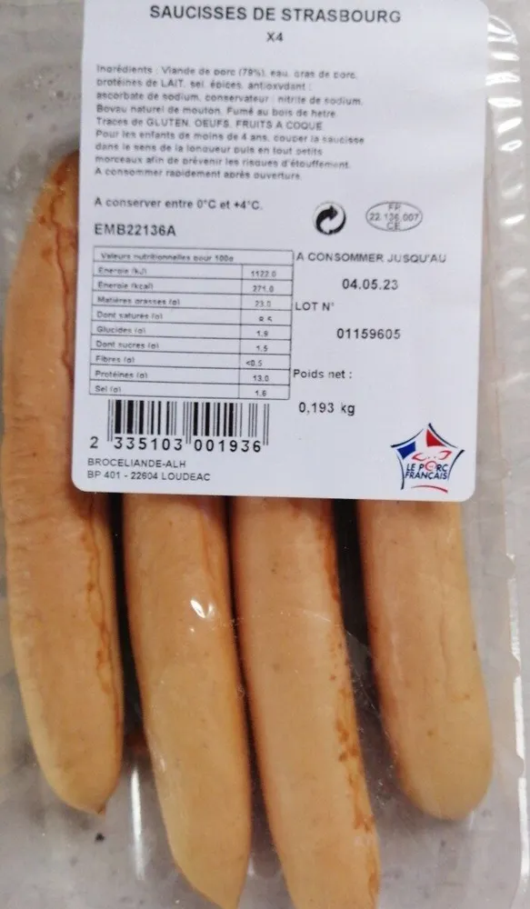 SAUCISSES DE STRASBOURG X 4