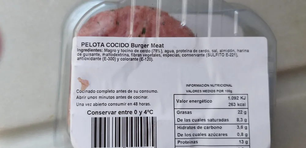 Pelota cocido