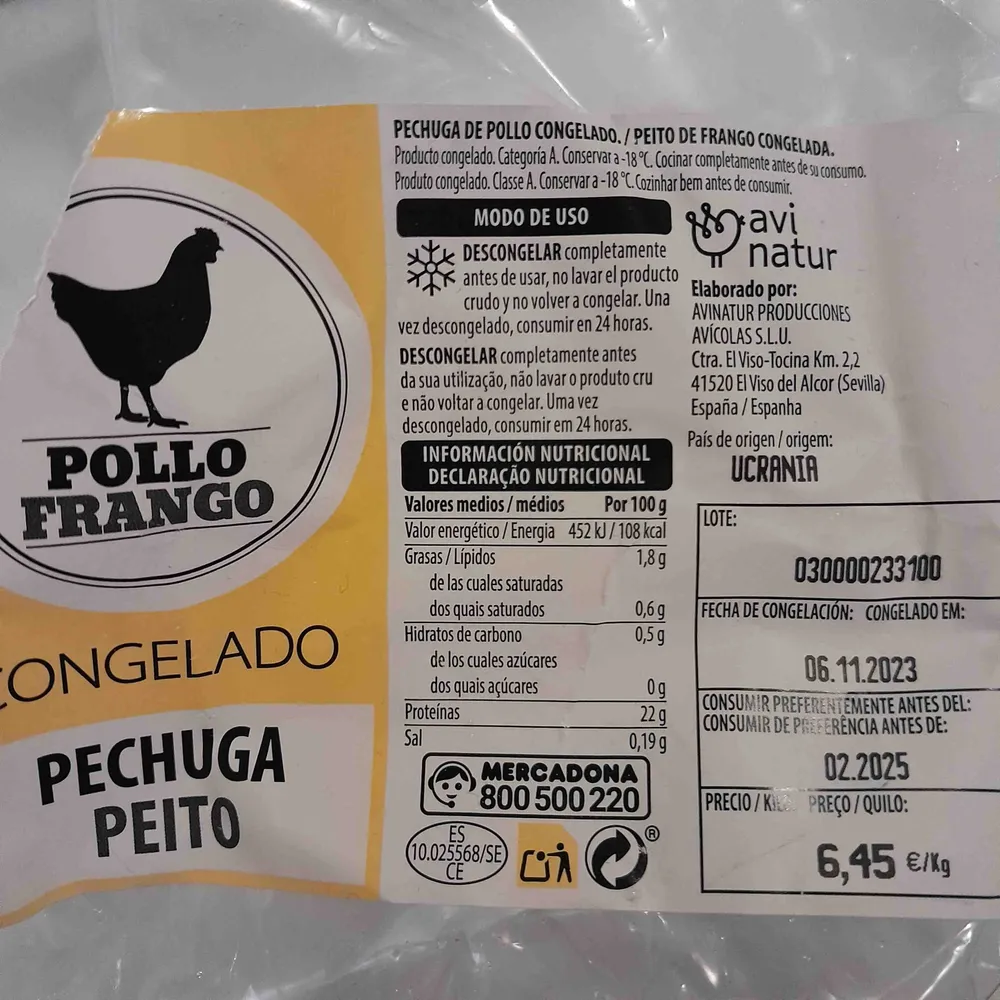 Pollo Congelado Pechuga
