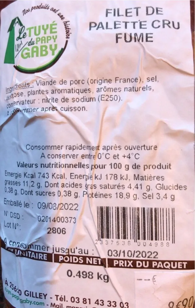 Filet de palette crue fumé