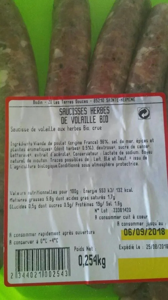 Saucisses Herbes de Volaille Bio