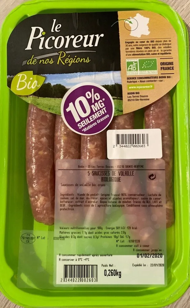 Saucisses de volaille bio