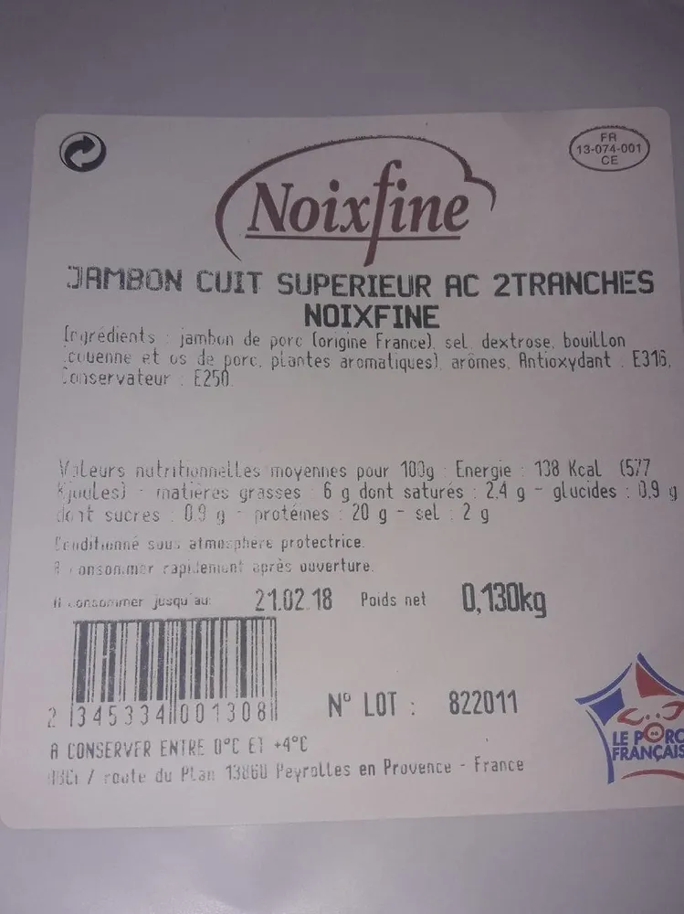 Jambon cuit supérieur