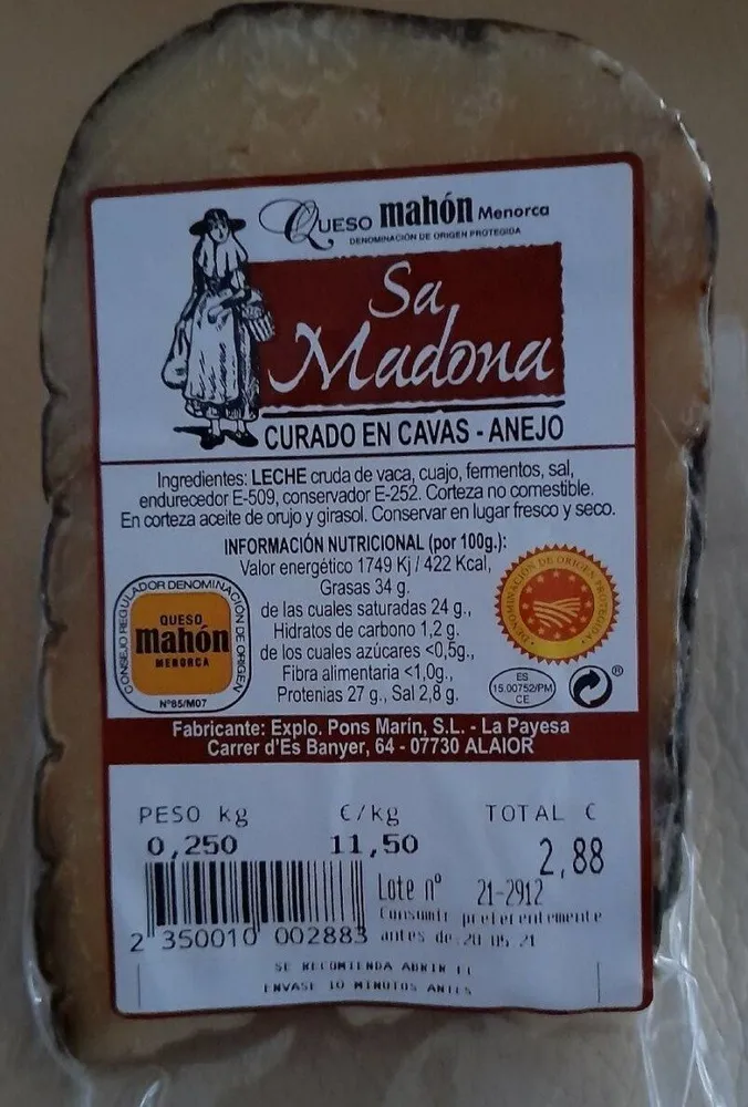 QUESO MAHÓN MENORCA CURADO EN CAVAS-ANEJO
