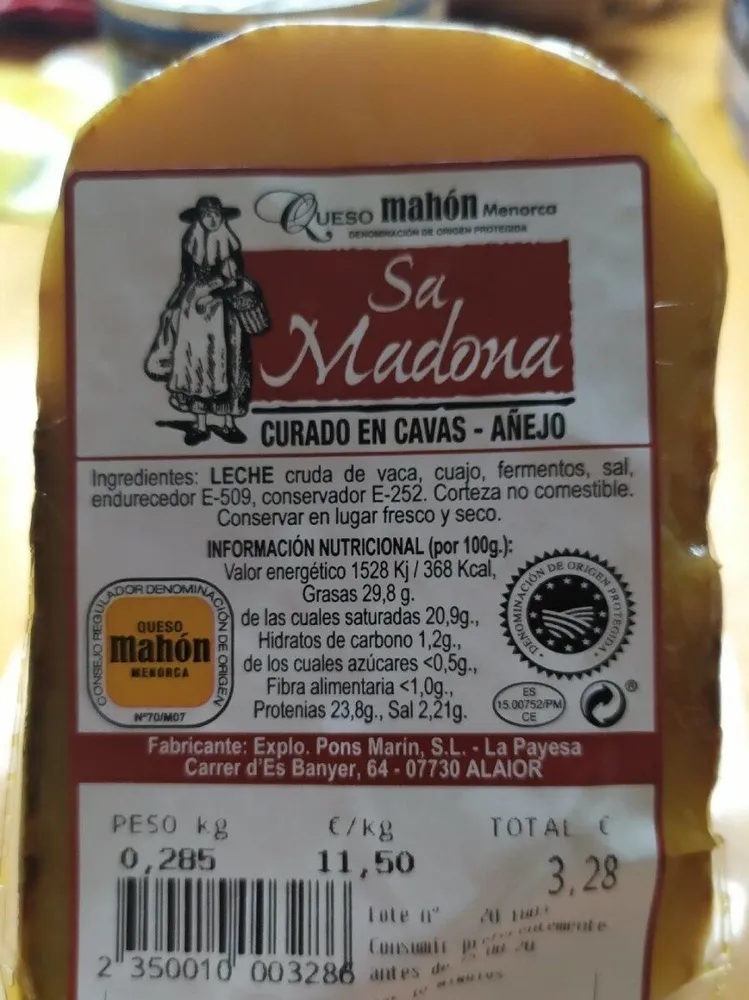 Queso mahón menorca