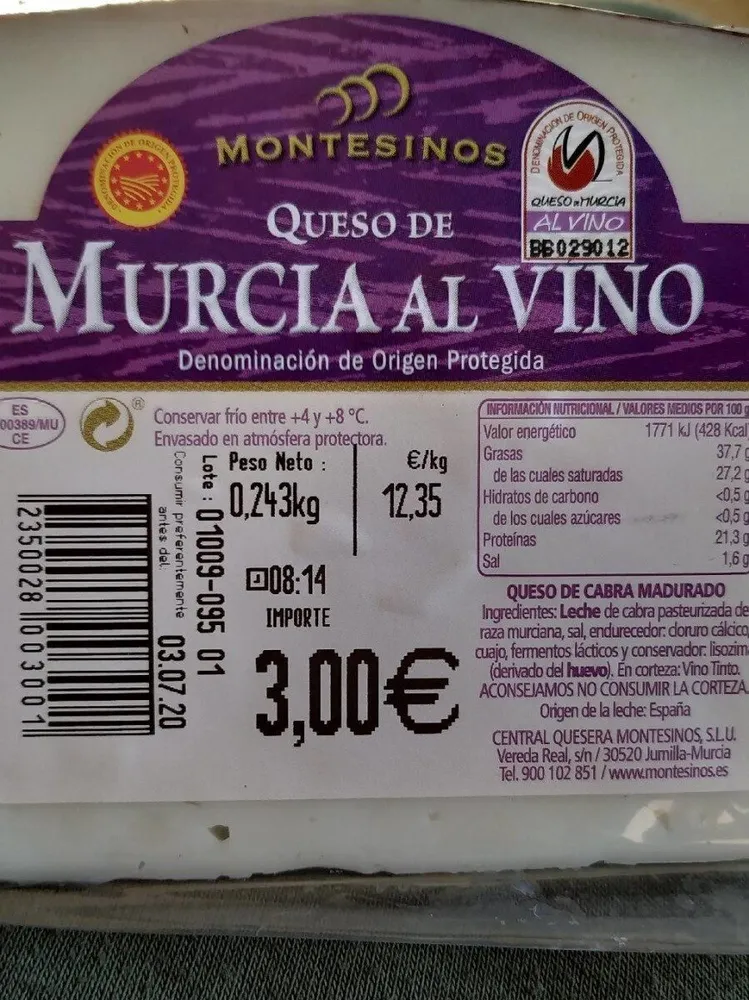 Queso de Murcia al vino