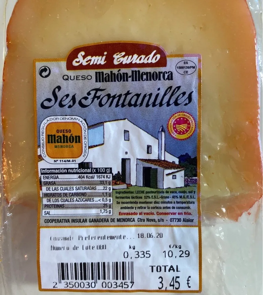 Queso Mahón-Menorca Semicurado