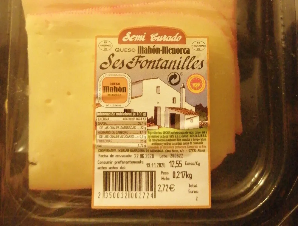 Queso Mahón-Menorca Semi Curado (Ses Fontanilles)
