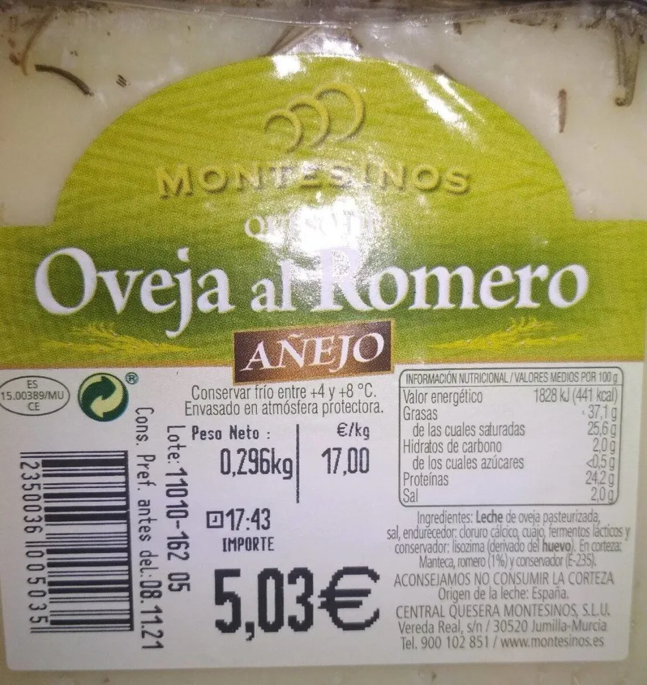 Queso de oveja al romero añejo