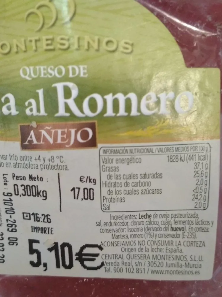 Queso oveja al romero Añejo
